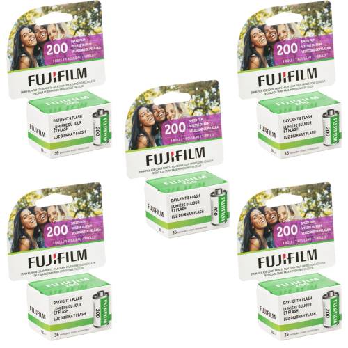 FUJIFILM 200 Color Negative Film (35mm, 36 Exposures) - 5 Pack